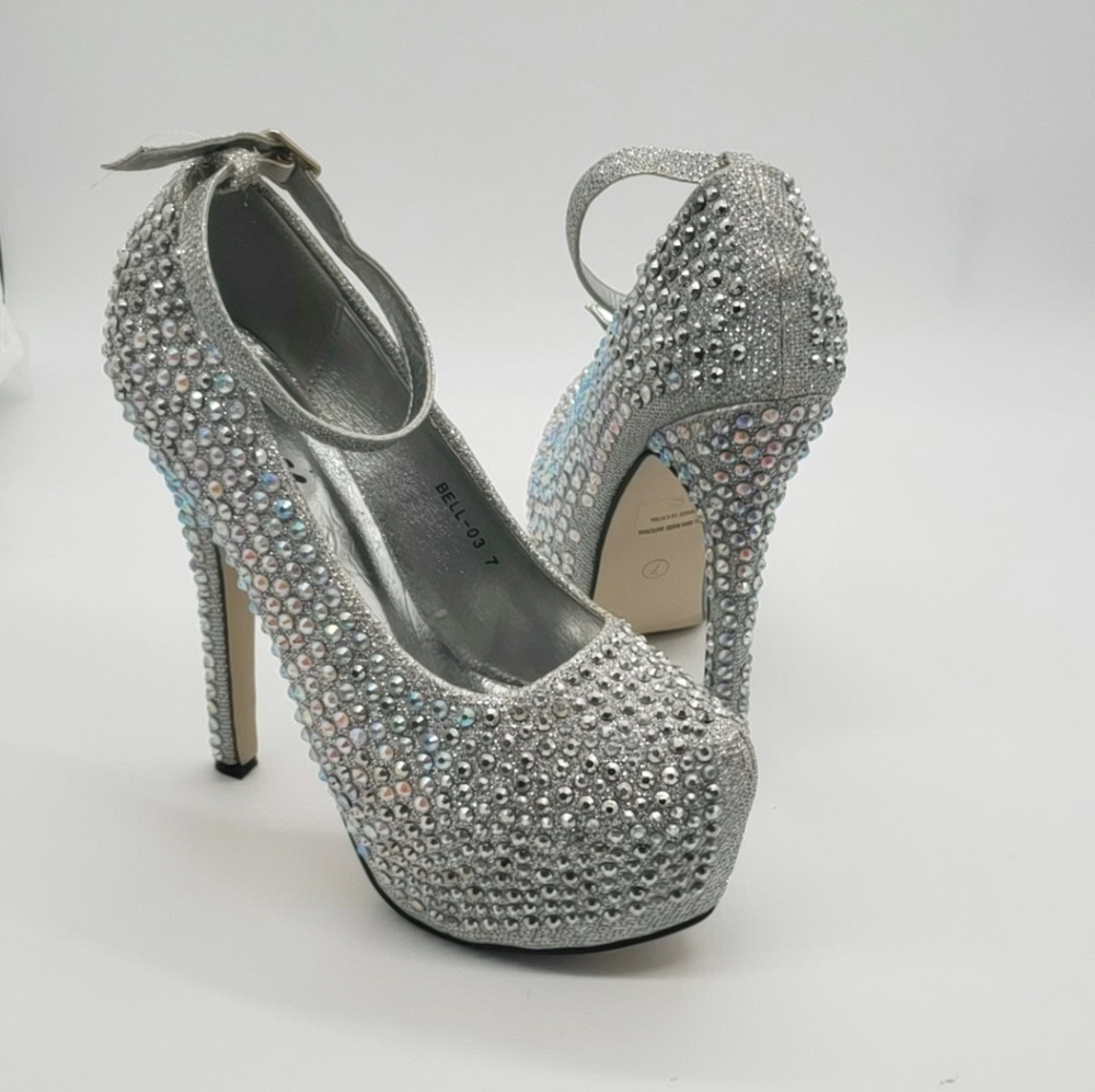 Rhinestone Iridescent and silver crystal shoe
